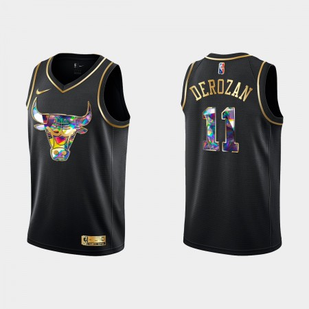 Män Chicago Bulls Tröja DeMar DeRozan 11 Nike 2021-22 Svart Golden Edition 75th Anniversary Diamond Swingman 